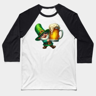 St Patricks Day Gnome Drinking Beer Baseball T-Shirt